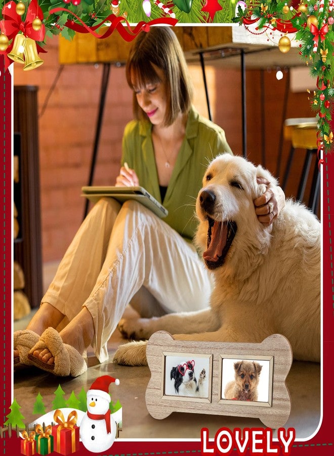 Lineshading 2 Pcs Dog Picture Frame Puppy Collage Picture Bone Shaped Wooden Doggie Photo Frame Christmas Gifts Dog Owner Puppy Lover Pets Pictures Tabletop Gift for Living Room Study Bedroom - Image 5